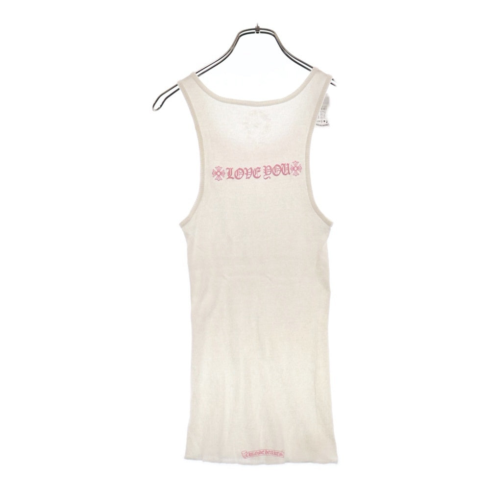 CHROME HEARTS(クロムハーツ) LOVEYOU PRINT TANK TOP フロント バック プリント タンクトップ ホワイト/ピンク