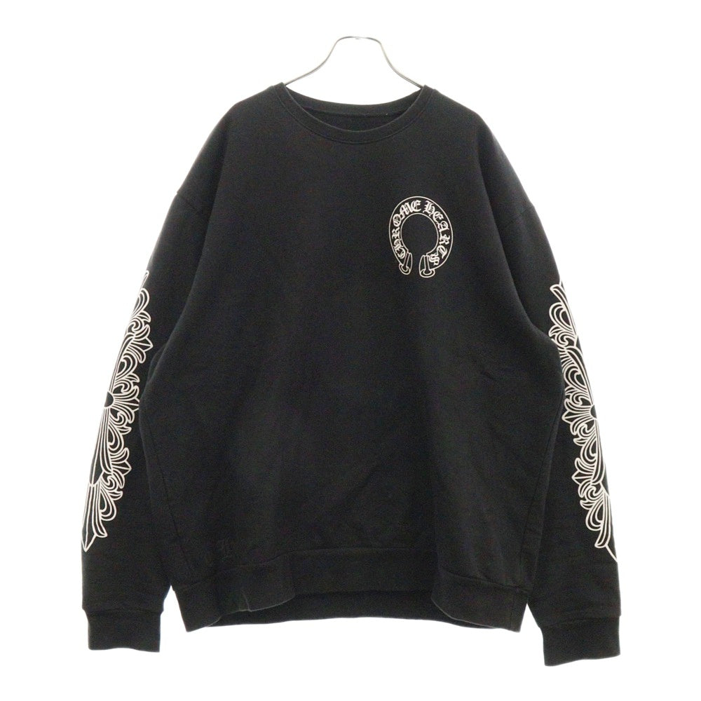 CHROME HEARTS(クロムハーツ) Horseshoe L/S Sweatshirt ホースシュープリント 袖フローラル スウェット ブラック