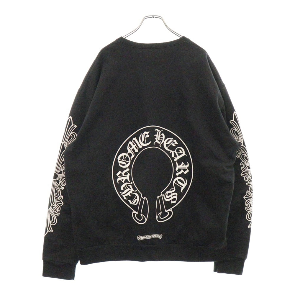 CHROME HEARTS(クロムハーツ) Horseshoe L/S Sweatshirt ホースシュープリント 袖フローラル スウェット ブラック