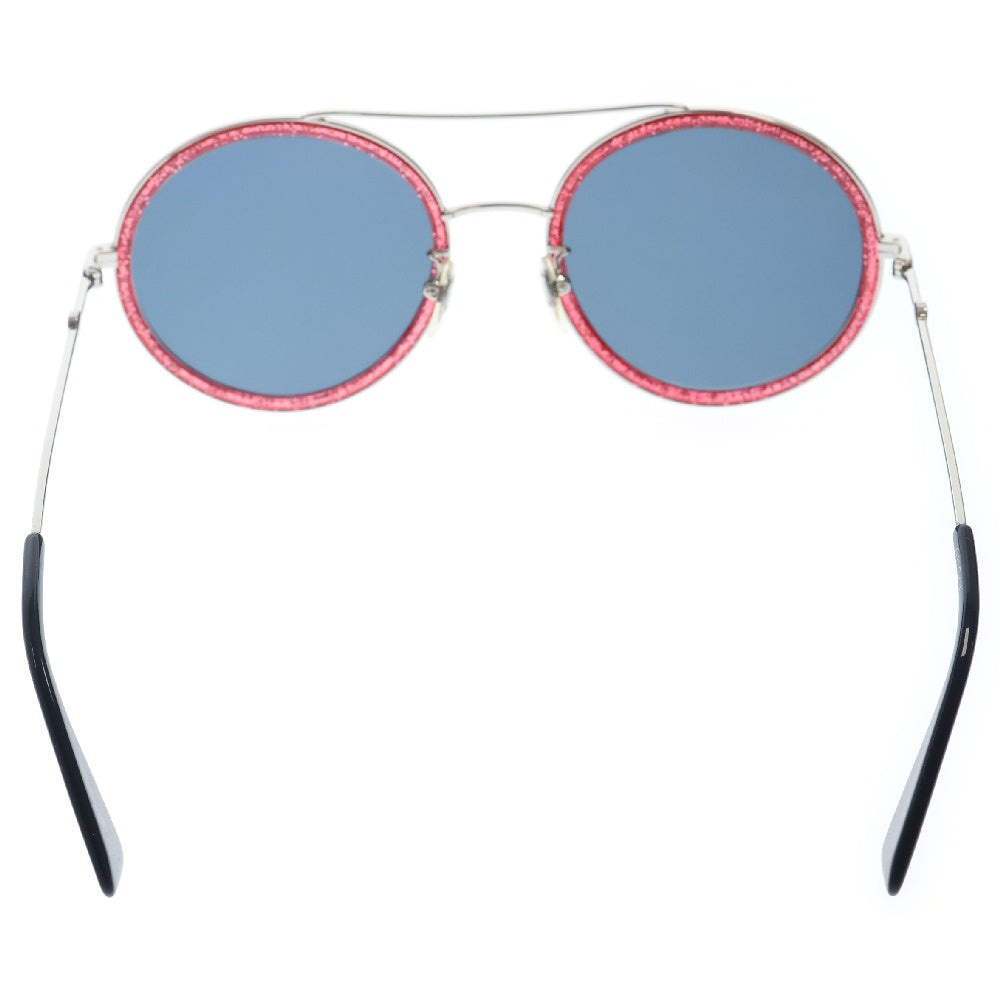GUCCI(グッチ) サイドGGロゴ ラウンドフレーム ブラックレンズ サングラス シルバー/レッド GG0061S ※度入り