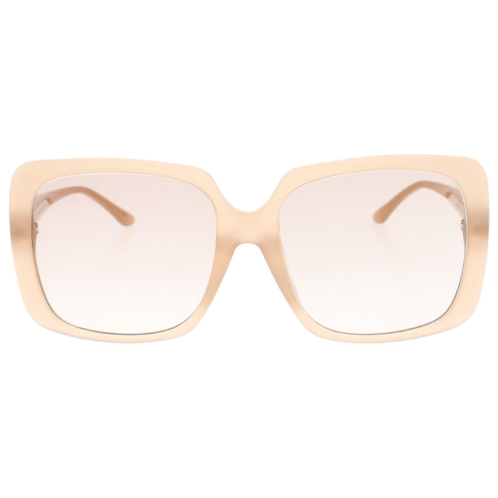 GUCCI(グッチ) サイドラインストーンロゴ入り スクエアフレーム サングラス ベージュ GG0728SA ※度入り