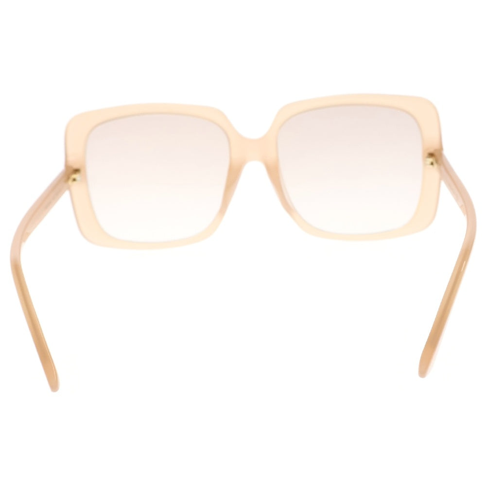 GUCCI(グッチ) サイドラインストーンロゴ入り スクエアフレーム サングラス ベージュ GG0728SA ※度入り