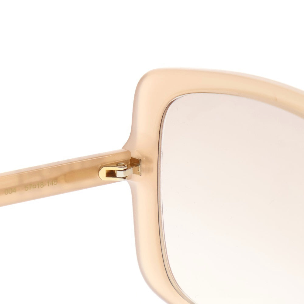GUCCI(グッチ) サイドラインストーンロゴ入り スクエアフレーム サングラス ベージュ GG0728SA ※度入り