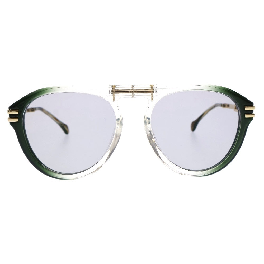 GUCCI(グッチ) 折り畳み ボストン型 メタルフレーム カラーレンズ サングラス クリア/ブラック/ゴールド GG1347S ※度入り