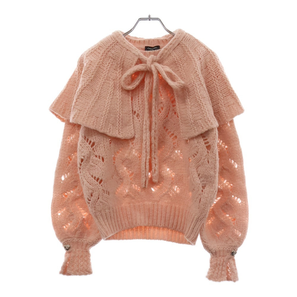CHANEL(シャネル) レディース 袖ハートココボタン ウール アルパカ ニット ピンク P71442K10236
