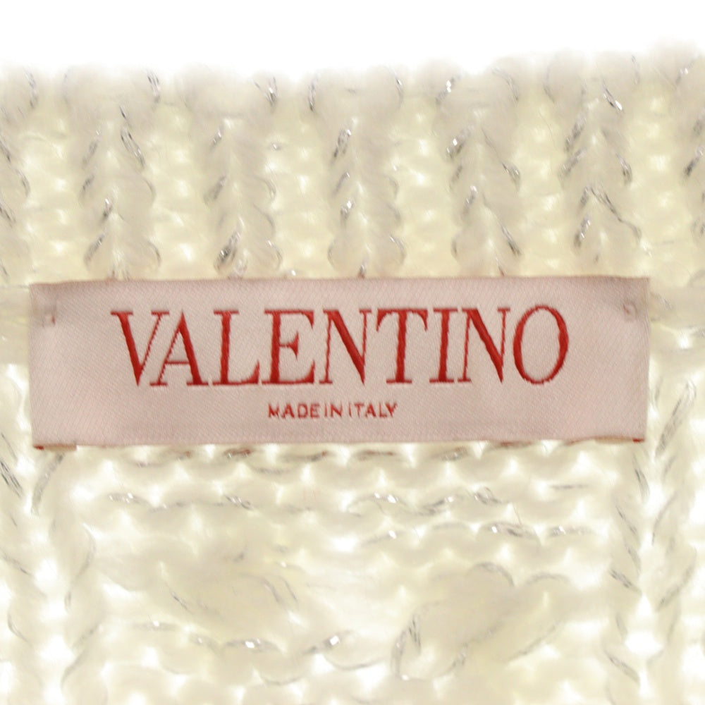 VALENTINO(ヴァレンチノ) レディース フロントスパンコール クルーネック 長袖ニット ホワイト XB3KC30Y6V0