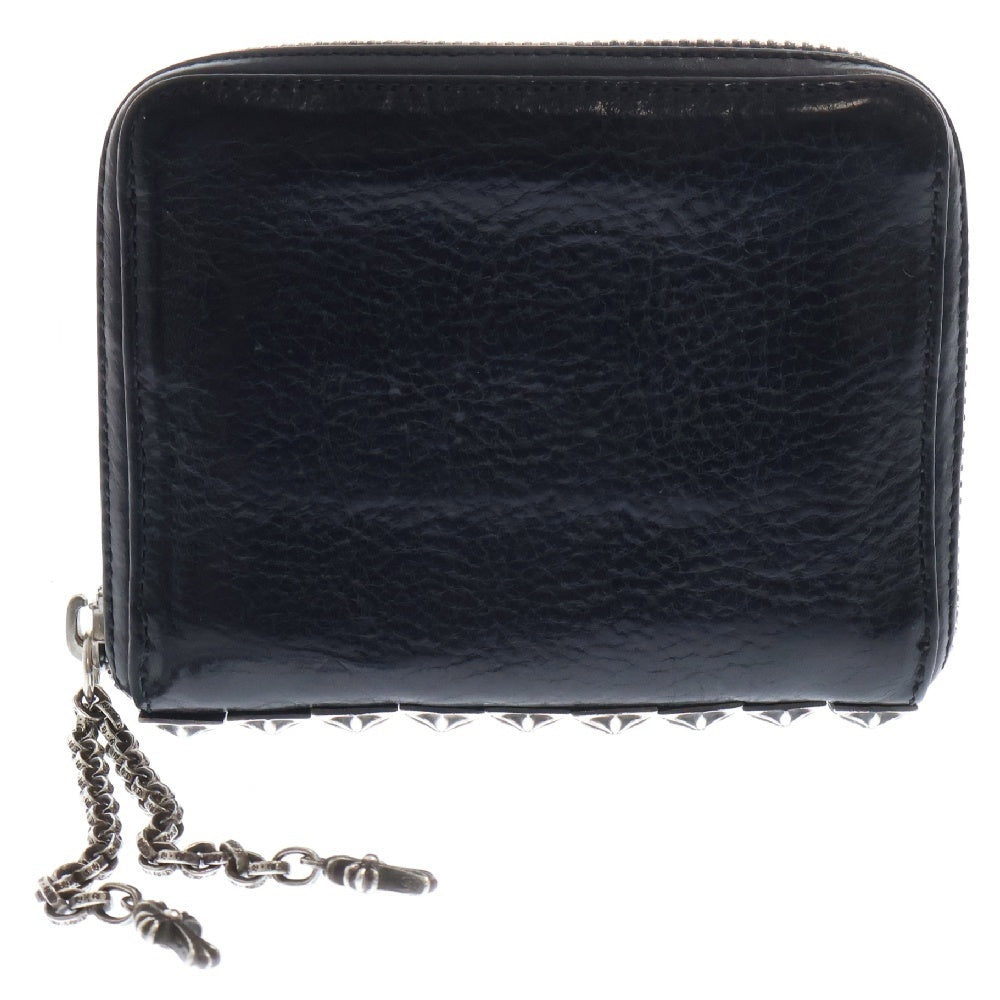 CHROME HEARTS(クロムハーツ) 3 SIDE ZIP 3サイドジップ サイドピラミッドスタッズレザーウォレット財布 ブラック