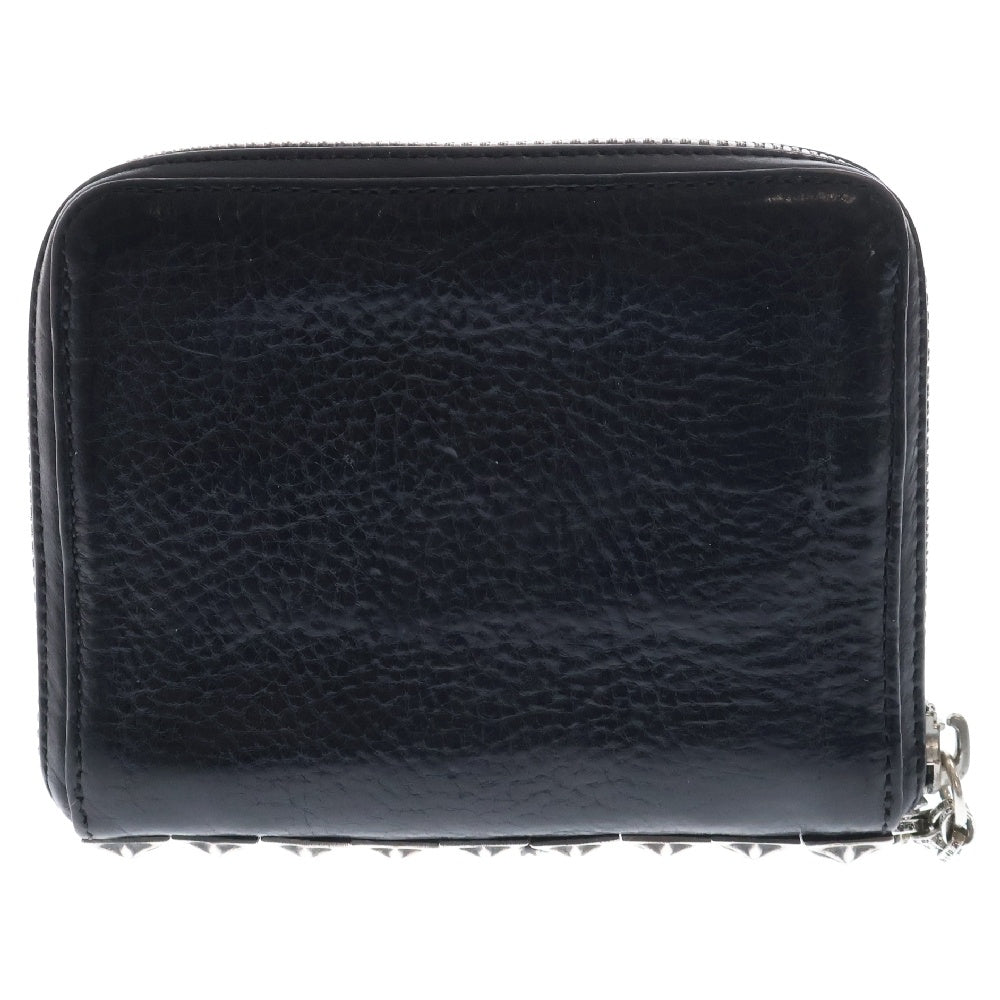 CHROME HEARTS(クロムハーツ) 3 SIDE ZIP 3サイドジップ サイドピラミッドスタッズレザーウォレット財布 ブラック