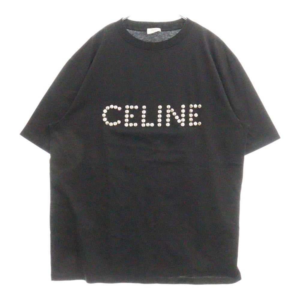 CELINE(セリーヌ) スタッズロゴ入り 半袖Tシャツ クルーネックカットソー ブラック 2X94B671Q