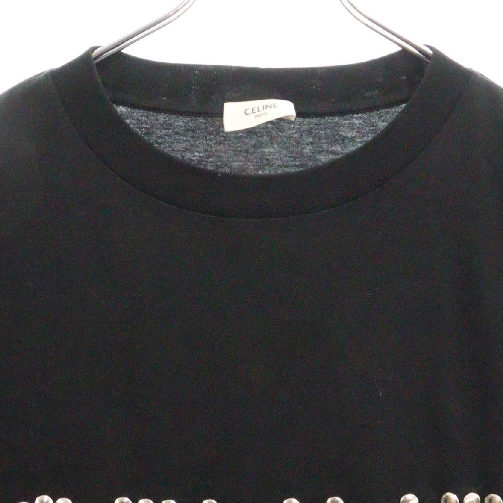 CELINE(セリーヌ) スタッズロゴ入り 半袖Tシャツ クルーネックカットソー ブラック 2X94B671Q