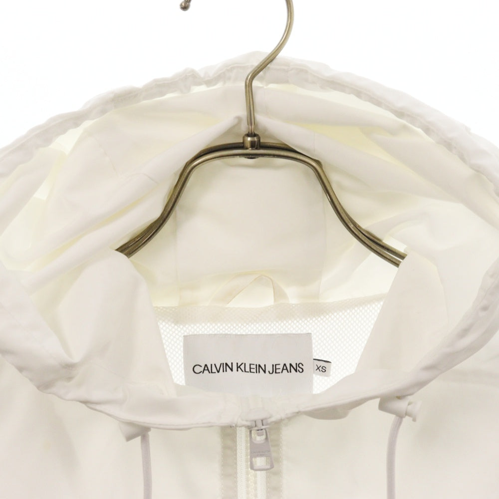 Calvin Klein Jeans(カルバンクラインジーンズ) ウインドブレーカー フード付き トラックジャケット ホワイト/ピンク