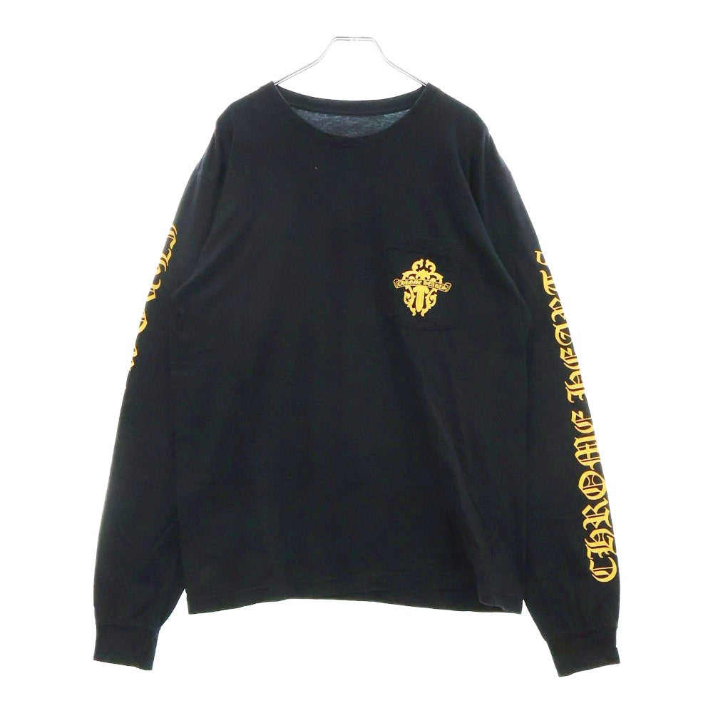 CHROME HEARTS(クロムハーツ) DAGGER L/S スリーブロゴ フロント ダガー プリント 長袖Tシャツ ブラック/イエロー