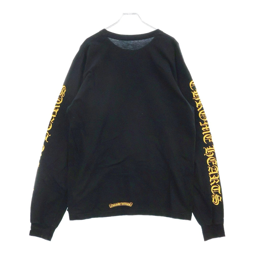 CHROME HEARTS(クロムハーツ) DAGGER L/S スリーブロゴ フロント ダガー プリント 長袖Tシャツ ブラック/イエロー