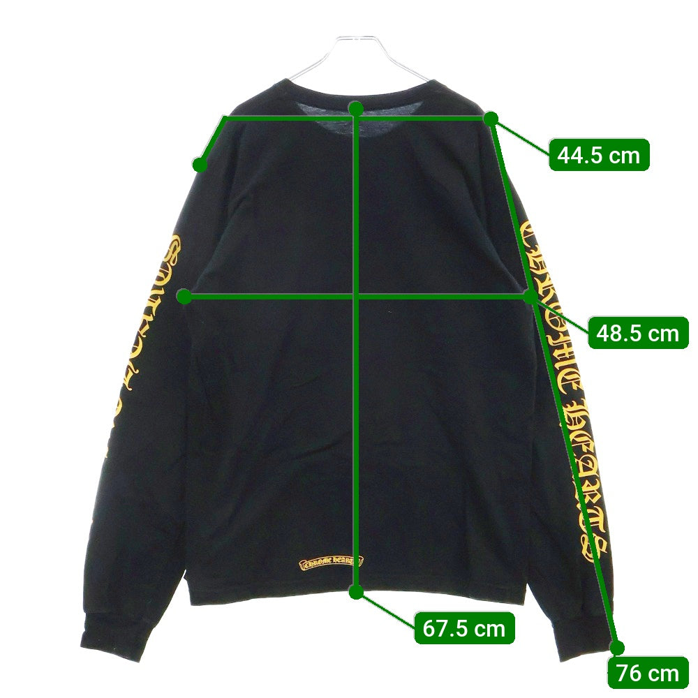 CHROME HEARTS(クロムハーツ) DAGGER L/S スリーブロゴ フロント ダガー プリント 長袖Tシャツ ブラック/イエロー