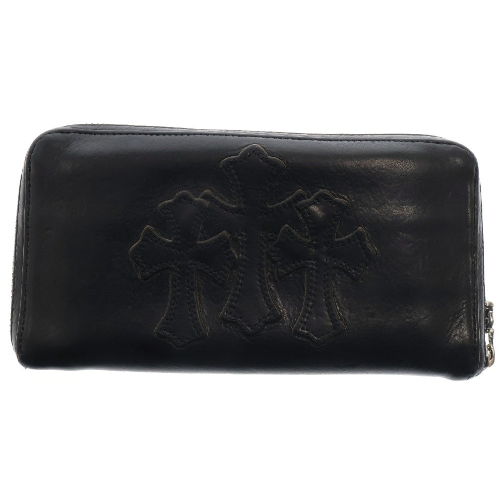 CHROME HEARTS(クロムハーツ) REC F ZIP 3クロス ラウンドジップレザーウォレット 財布 ブラック BCA368