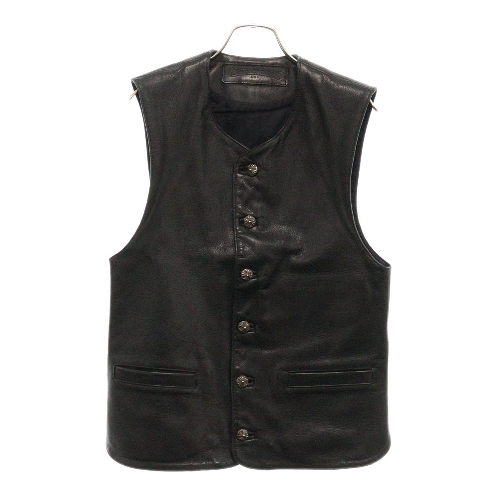 CHROME HEARTS(クロムハーツ) LTHR VEST 6クロスボール レザーベスト ブラック