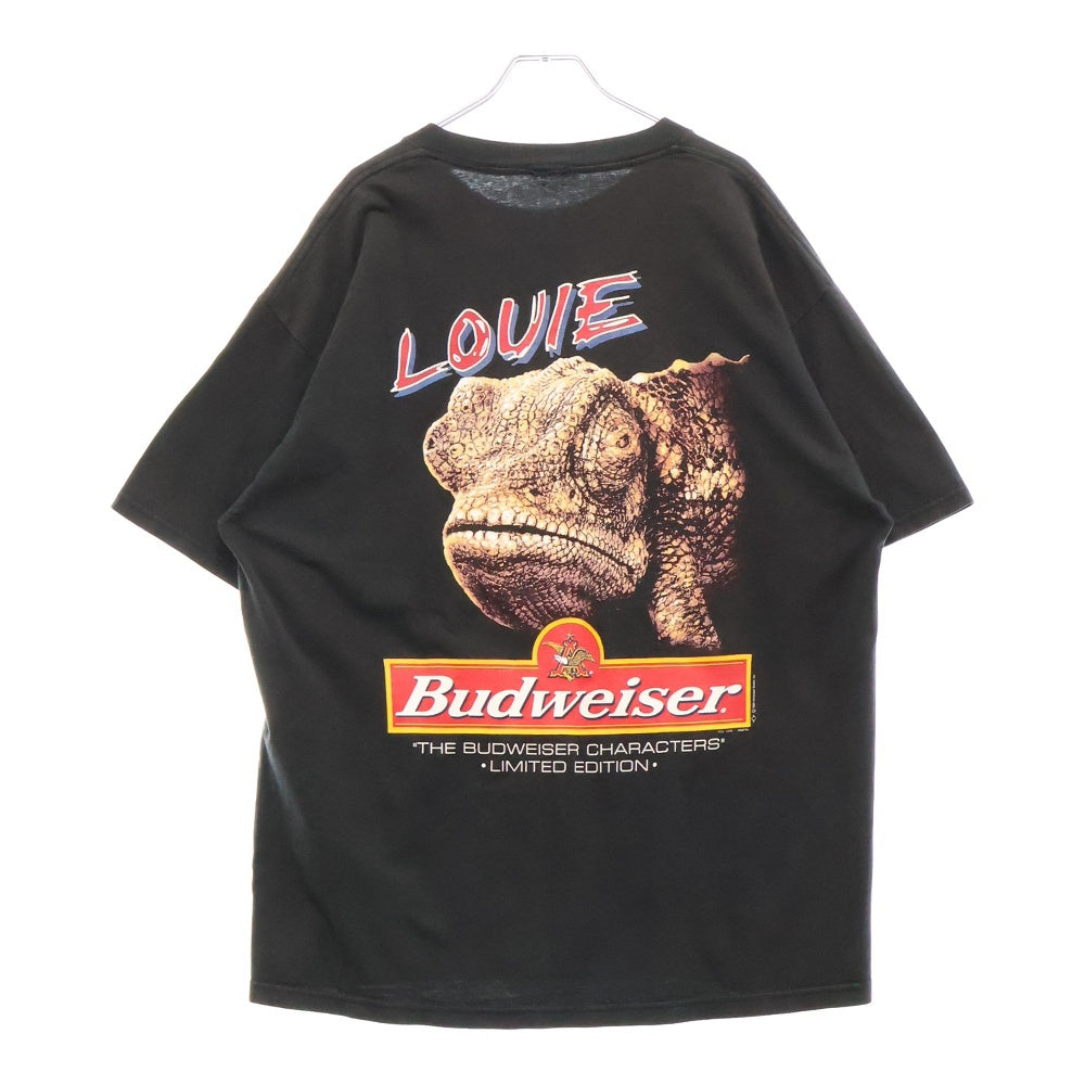 VINTAGE(ヴィンテージ) 90s Budweiser CHAMELEON バドワイザー カメレオン 両面プリント クルーネック 半袖Tシャツ ブラック