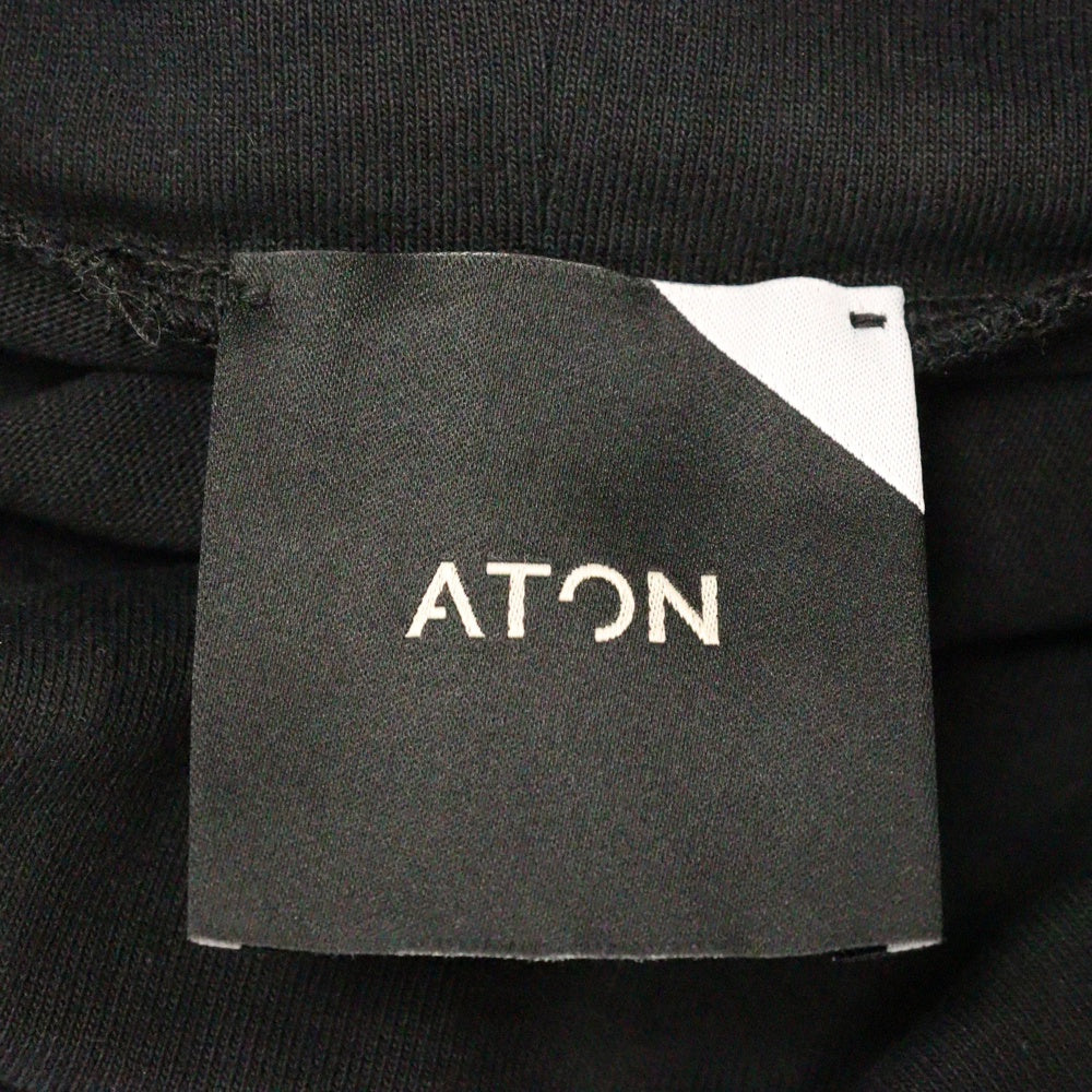ATON(エイトン) オーバーサイズ タートルネック 長袖カットソー Tシャツ ブラック 6930902