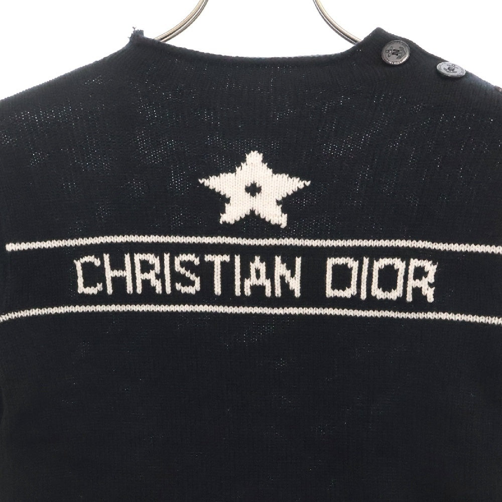 Christian Dior(クリスチャンディオール) 24SS レディース フロントロゴ ショルダーボタン カシミヤ ニット セーター ブラック 244S94AM054