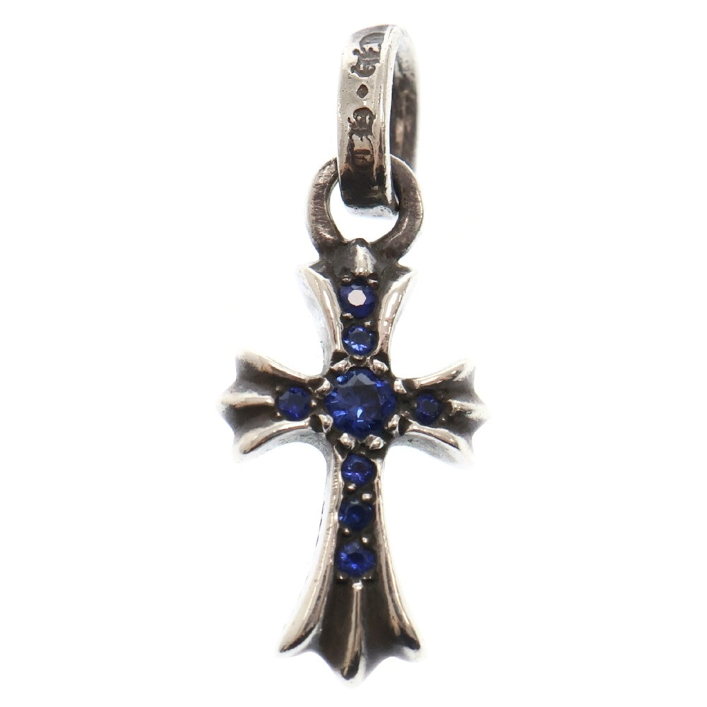 CHROME HEARTS(クロムハーツ) CRS BBYFAT P SAP ベイビーファットクロス PAVEサファイア ペンダントトップ シルバー BCA236 国内インボイス付
