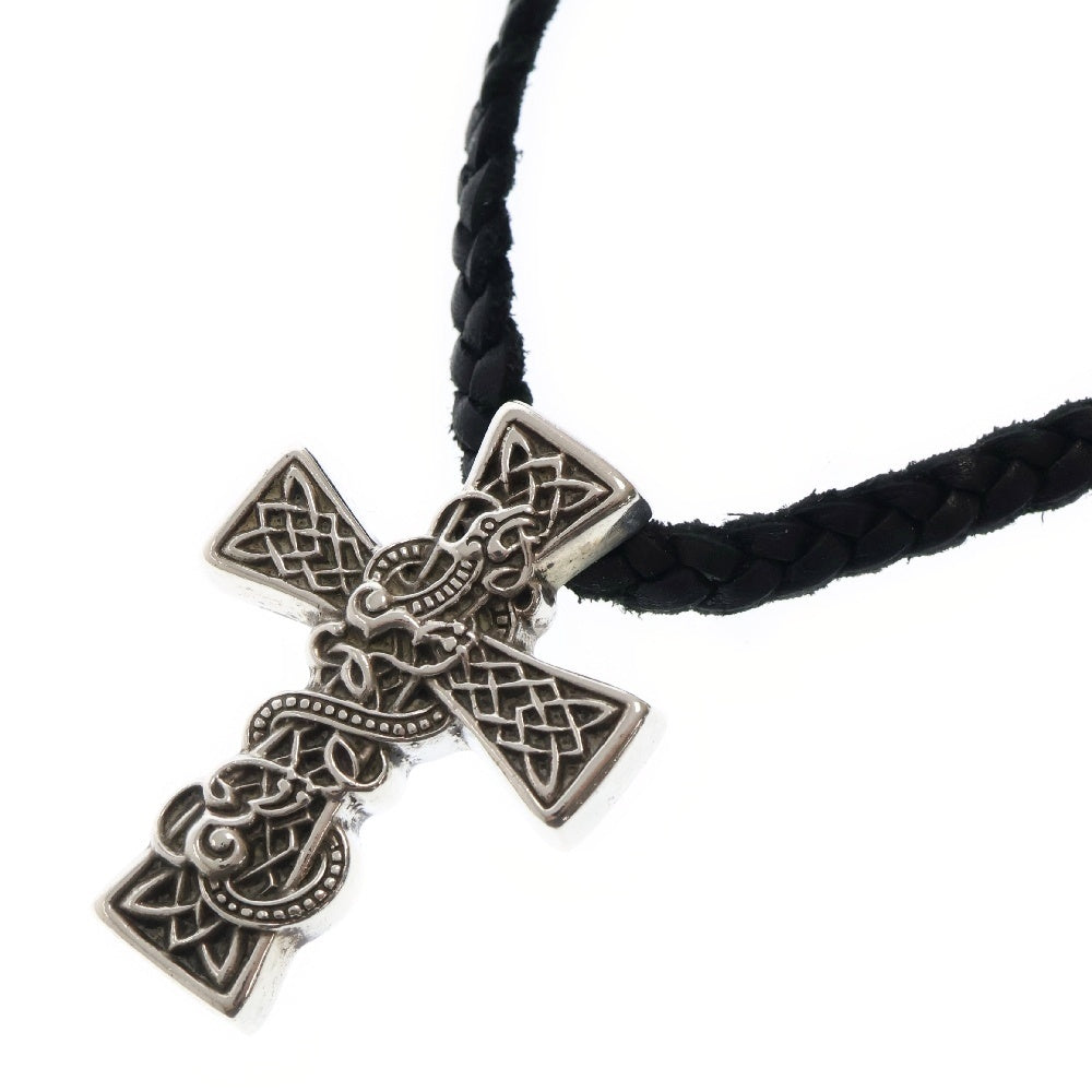 CHROME HEARTS(クロムハーツ) CELTIC CROSS XS ケルティッククロス LEATHER BRAID スクロールレザーブレード シルバー