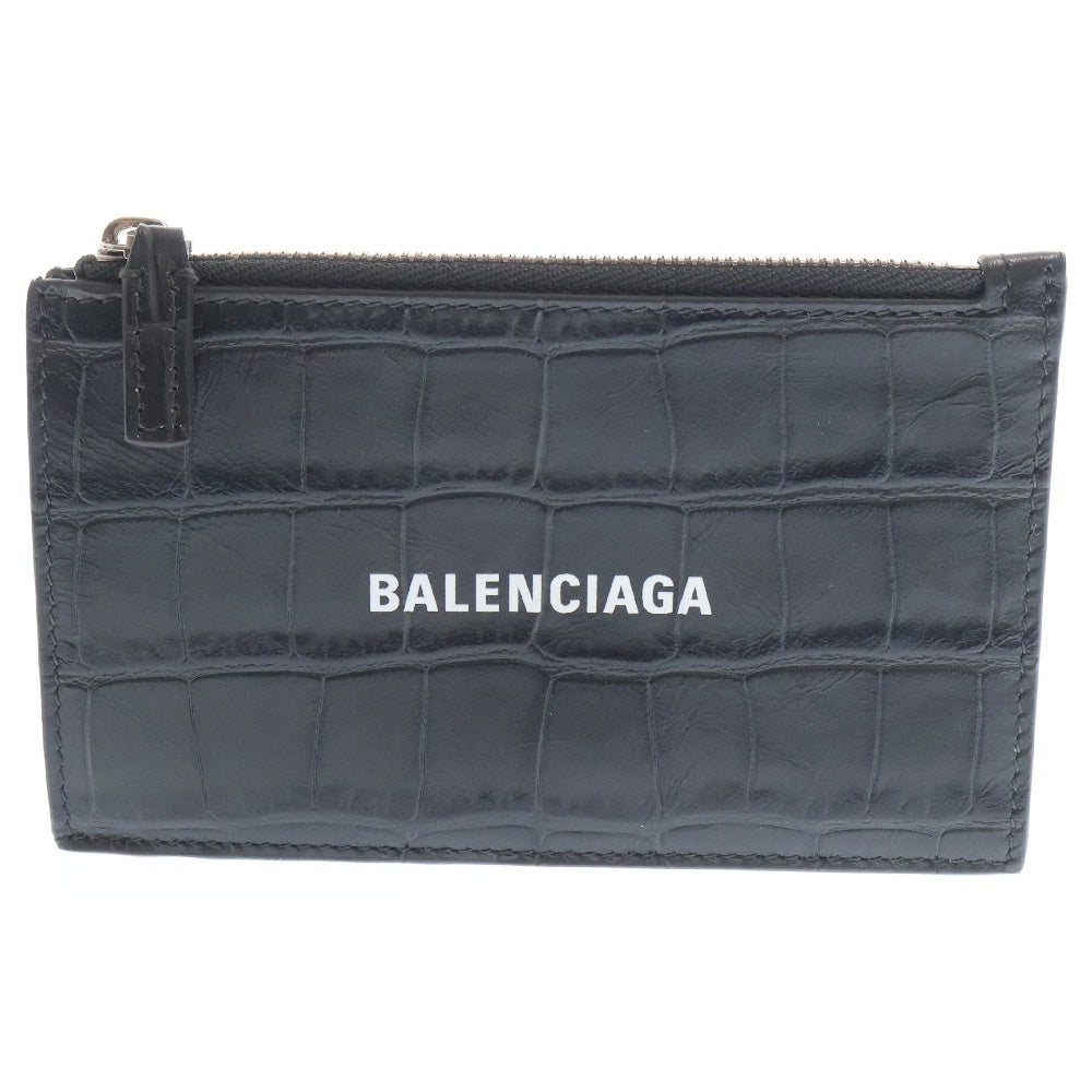 BALENCIAGA(バレンシアガ) クロコダイル型押し レザー コインケース ブラック 640535 1ROP3