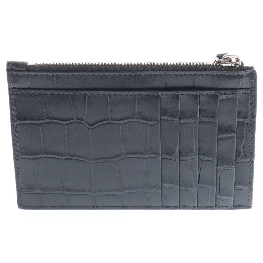 BALENCIAGA(バレンシアガ) クロコダイル型押し レザー コインケース ブラック 640535 1ROP3