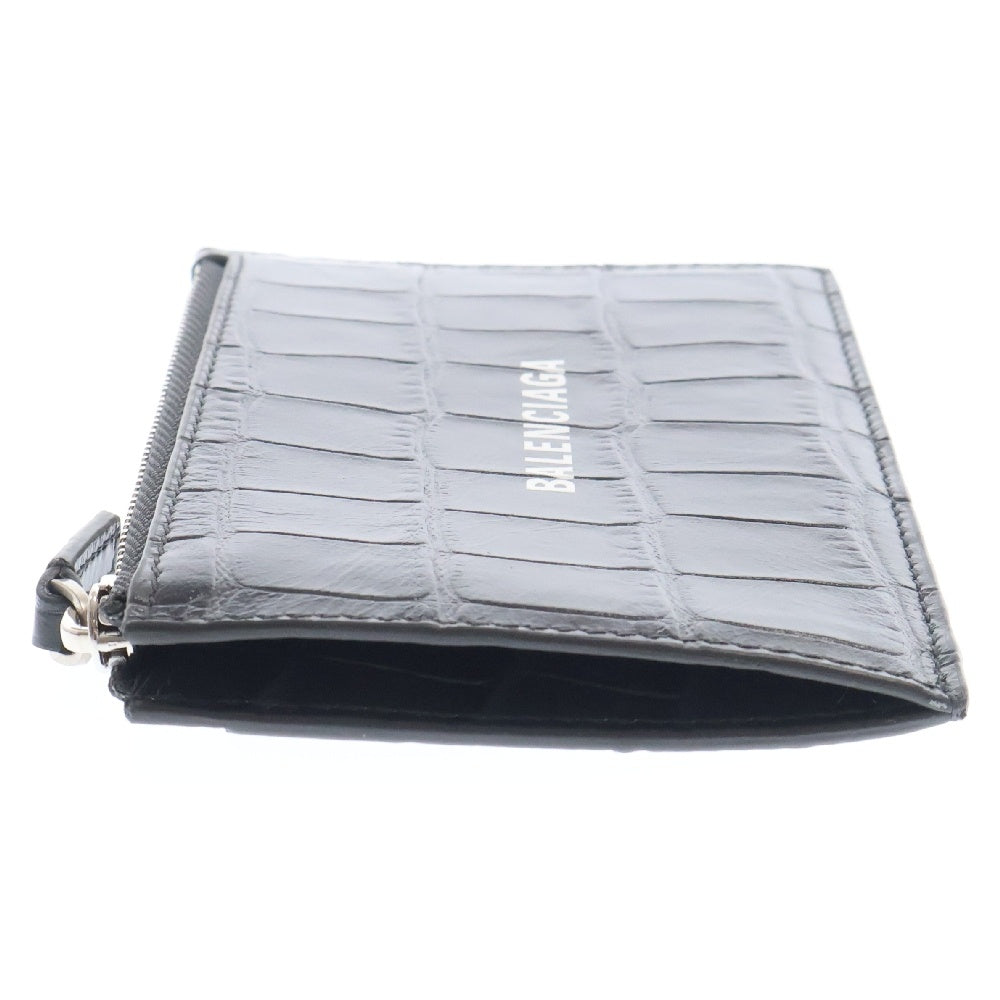 BALENCIAGA(バレンシアガ) クロコダイル型押し レザー コインケース ブラック 640535 1ROP3