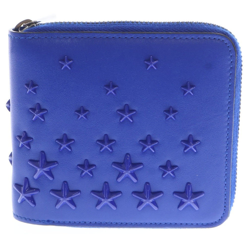 JIMMY CHOO(ジミーチュウ) スター型スタッズ付 レザー ジップ 財布 ブルー