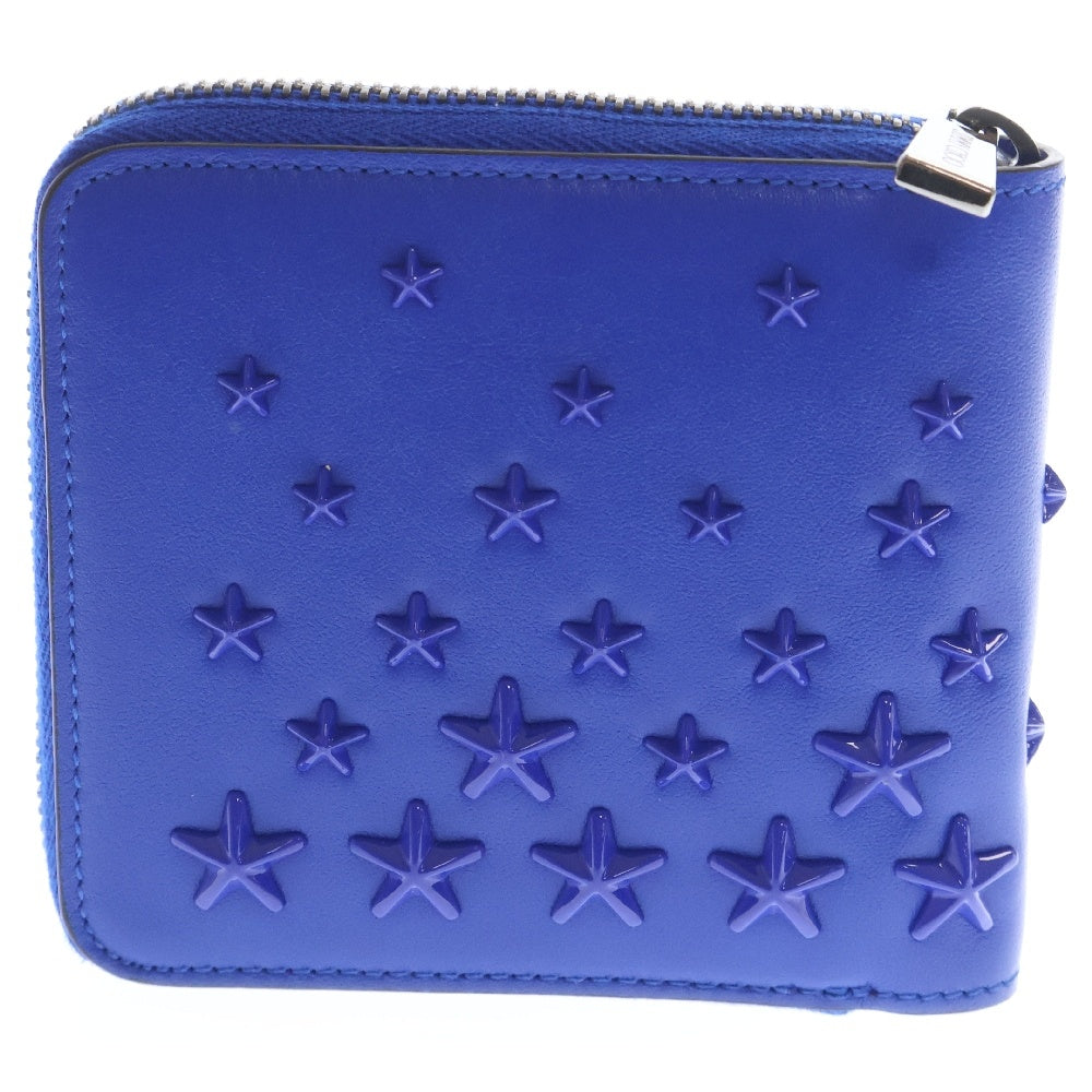 JIMMY CHOO(ジミーチュウ) スター型スタッズ付 レザー ジップ 財布 ブルー