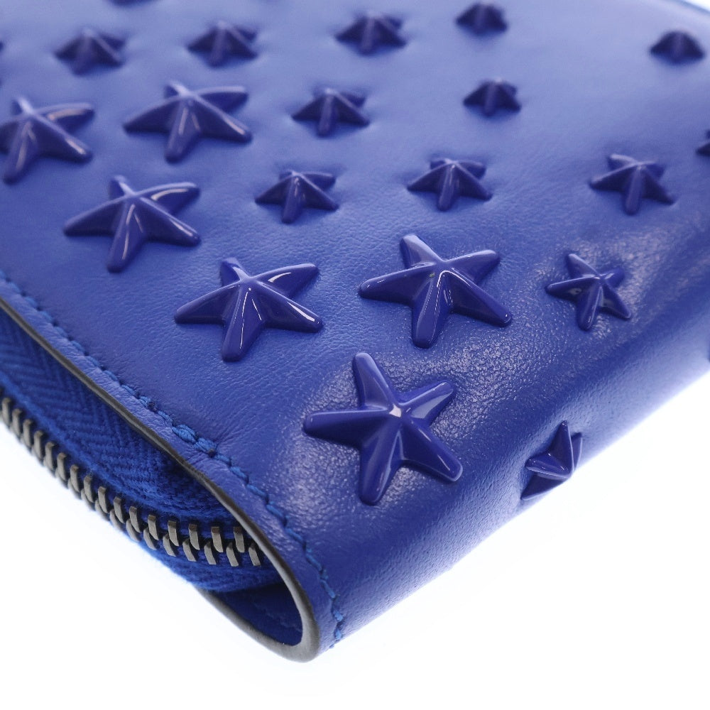 JIMMY CHOO(ジミーチュウ) スター型スタッズ付 レザー ジップ 財布 ブルー