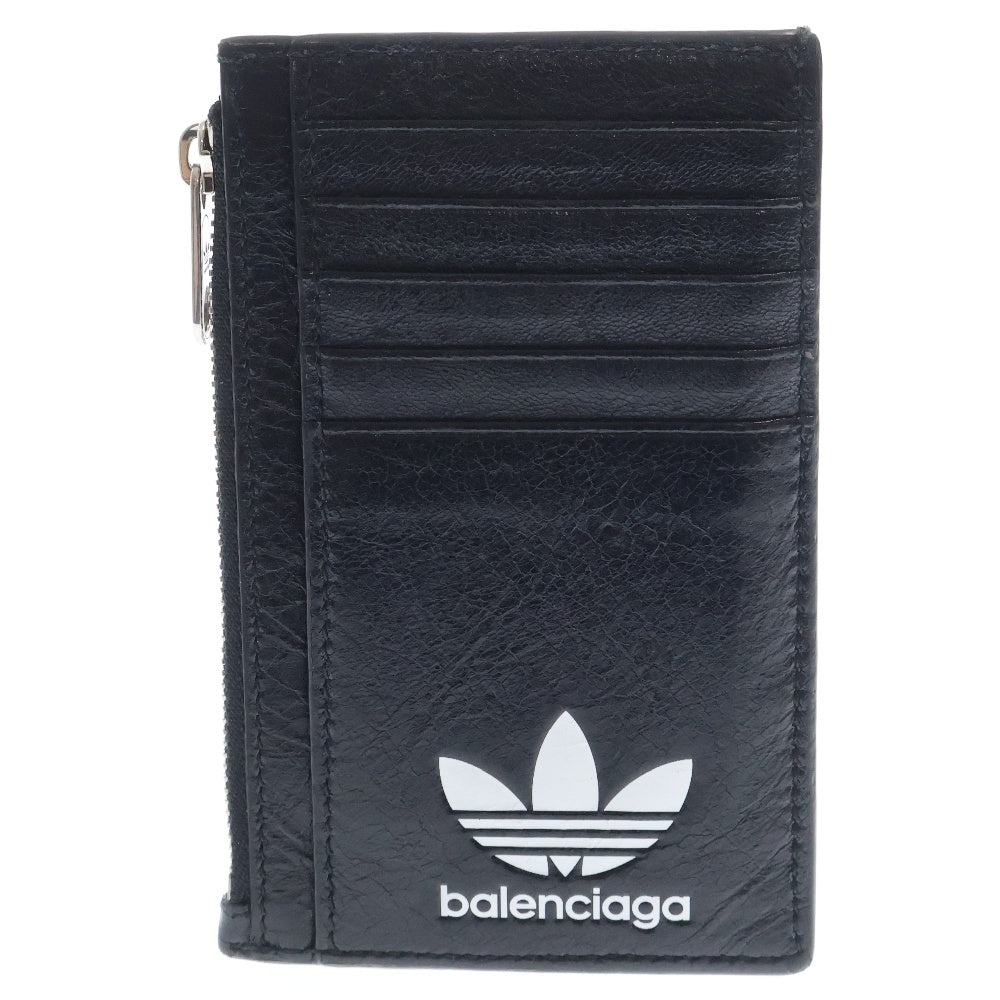 BALENCIAGA(バレンシアガ) ×Adidas ロゴプリント レザー コインケース ブラック 721896
