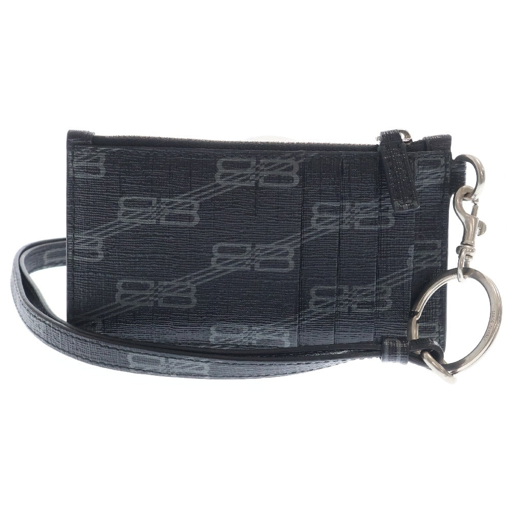 BALENCIAGA(バレンシアガ) CASH BBモノグラムロゴ ストラップ付 カードケース コインケース ブラック 594548