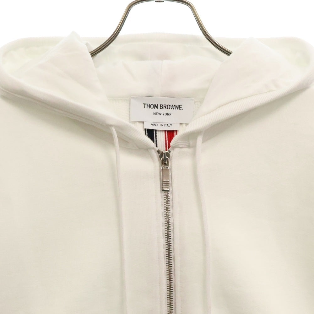 THOM BROWNE(トムブラウン) バックトリコロールライン ジップアップパーカー ホワイト