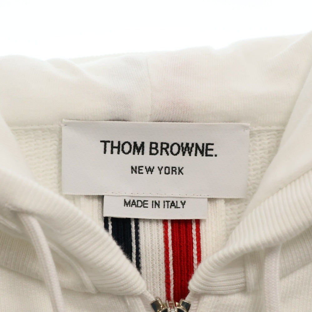 THOM BROWNE(トムブラウン) バックトリコロールライン ジップアップパーカー ホワイト