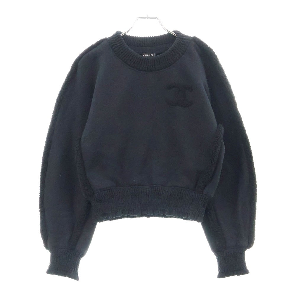 CHANEL(シャネル) ココマーク カシミヤ ムートン生地 クルーネック レディース 長袖スウェット トレーナー ブラック P78920K