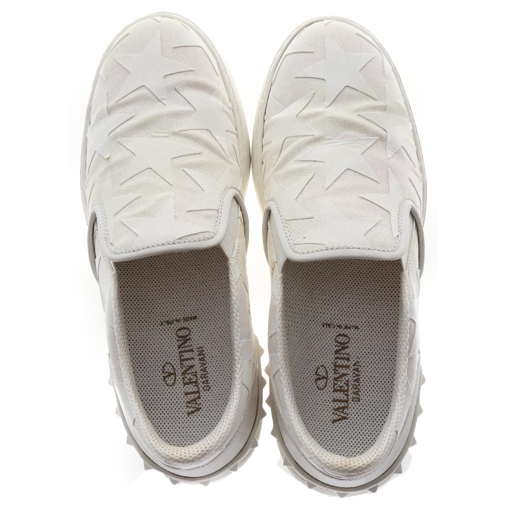 VALENTINO(ヴァレンチノ) 17AW スター 総柄 ロックラバースタッズ付 ローカットシューズ スリッポン ホワイト MY2S0835