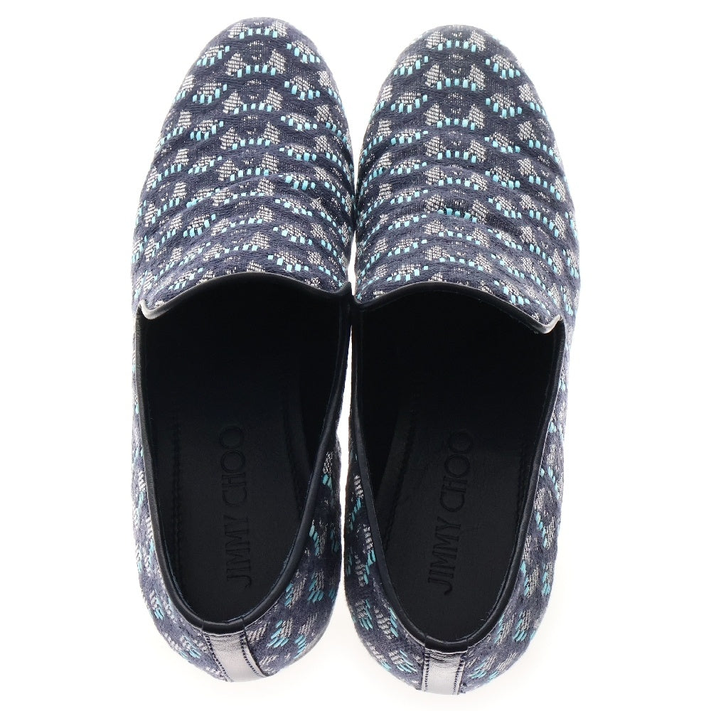 JIMMY CHOO(ジミーチュウ) 総柄 タッセルローファー ネイビー 151SLOANE