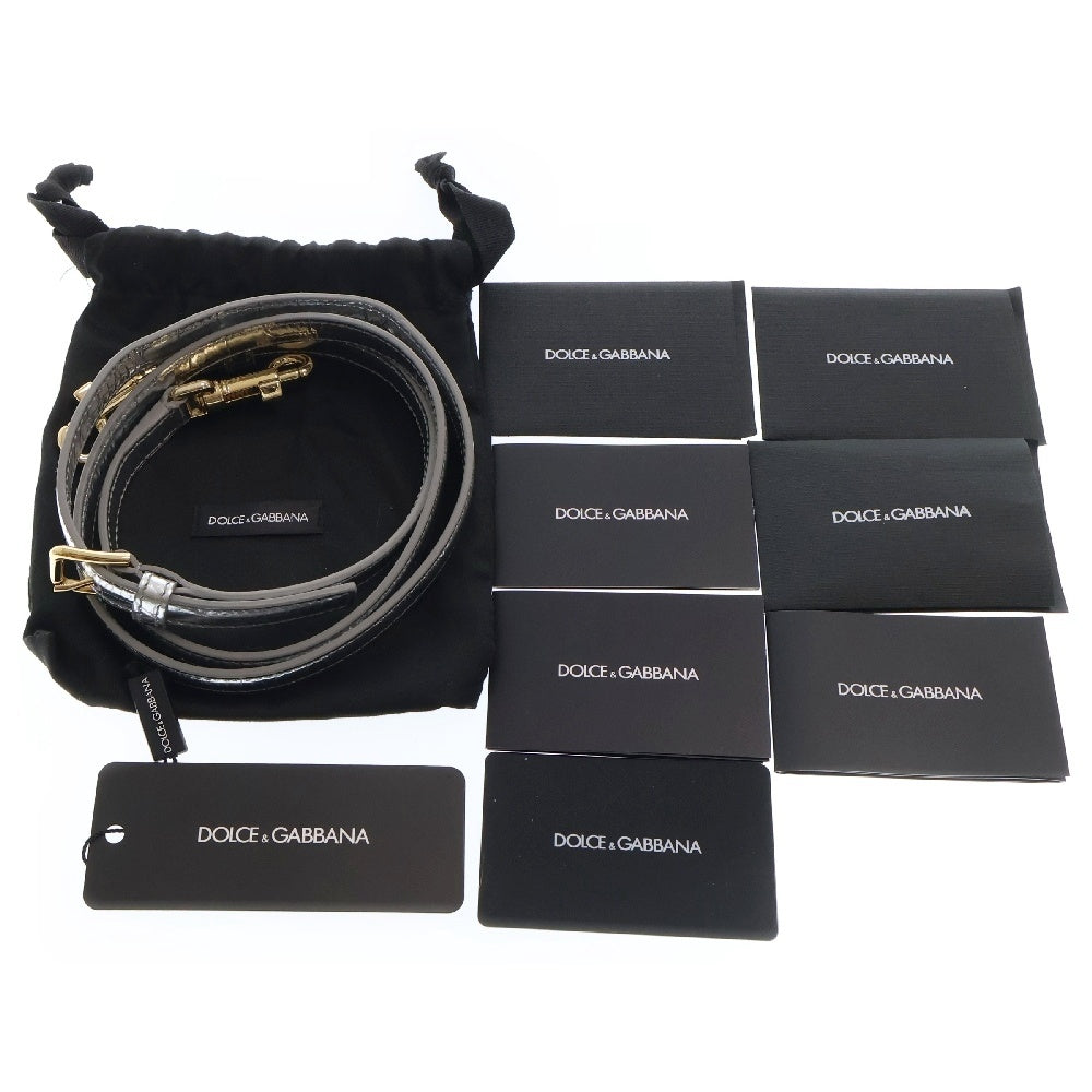 DOLCE & GABBANA(ドルチェアンドガッバーナ) SOCILY ロゴプレート付 クロコダイル型押し 2Way ハンドバッグ ショルダーバッグ シルバー BB6002