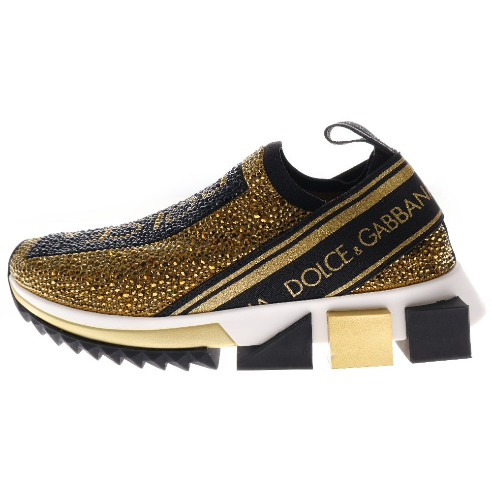 DOLCE & GABBANA(ドルチェアンドガッバーナ) SORRENTO ソレント スワロフスキー レディース ローカットスニーカー ゴールド CK1644 AZ293