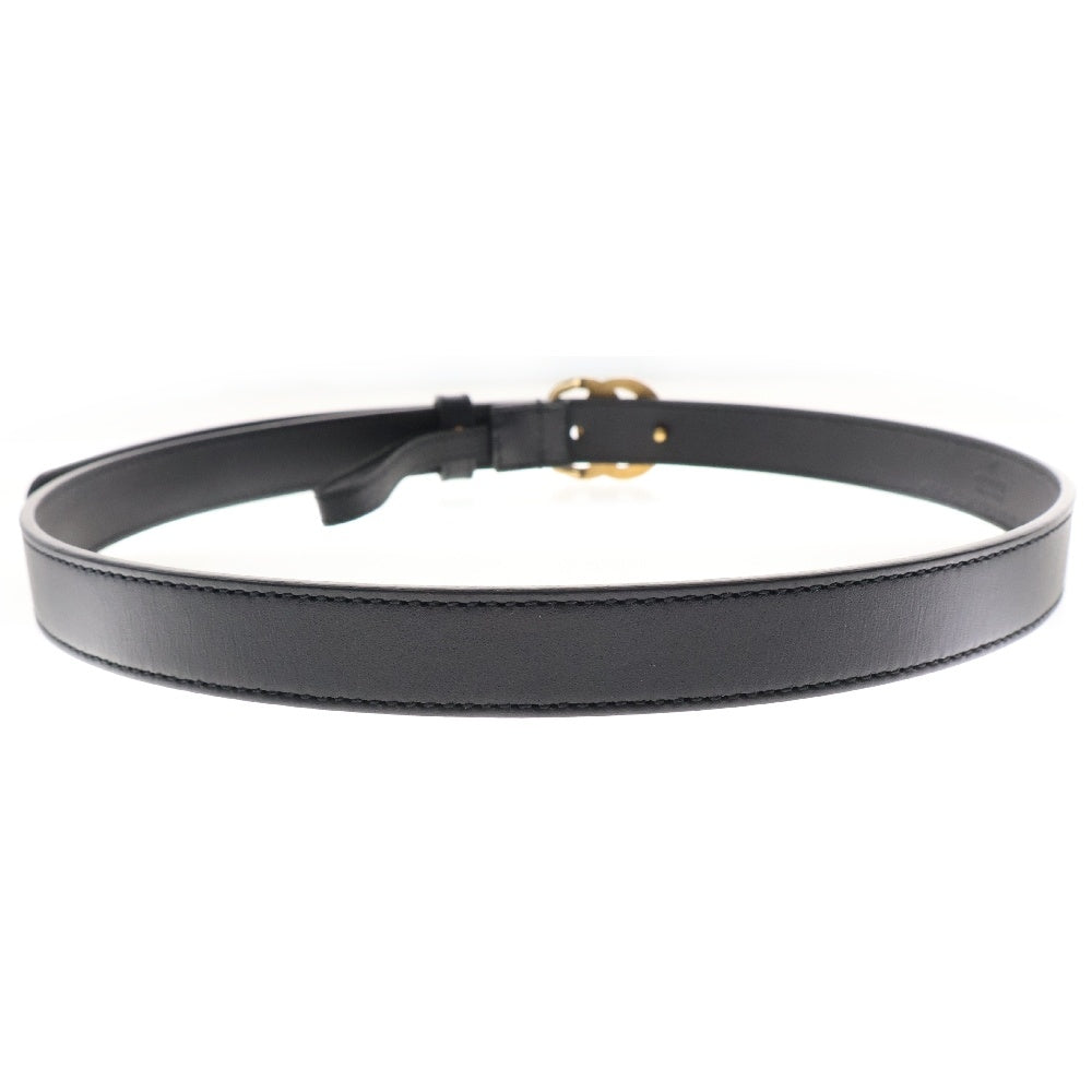 GUCCI(グッチ) パールGGロゴバックル レザー ベルト ブラック レディース
