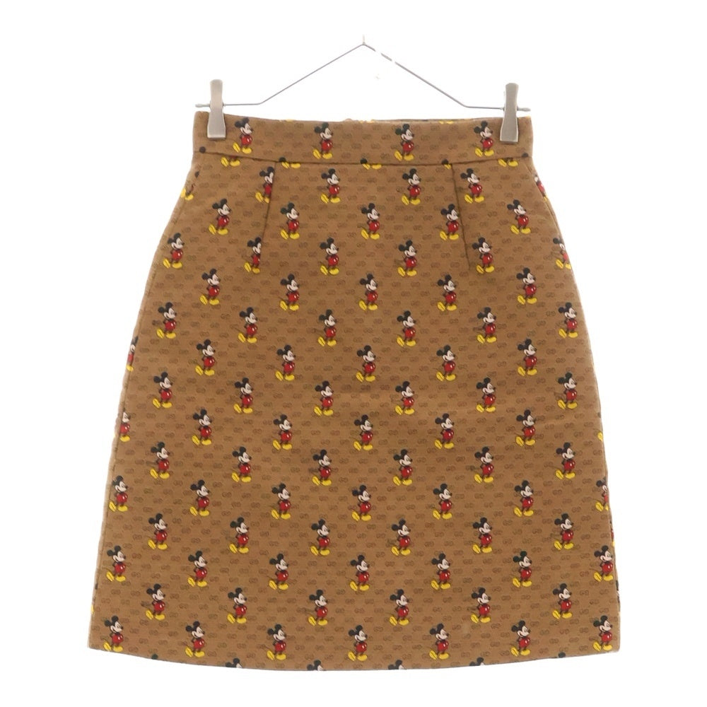 GUCCI(グッチ) xDisney GG Mickey Mouse Skirt ミッキー総柄 2ポケット レディーススカート ブラウン 602249
