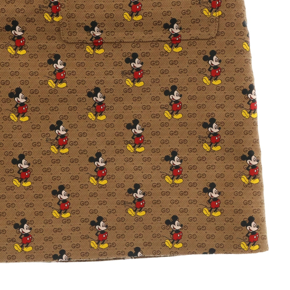 GUCCI(グッチ) xDisney GG Mickey Mouse Skirt ミッキー総柄 2ポケット レディーススカート ブラウン 602249