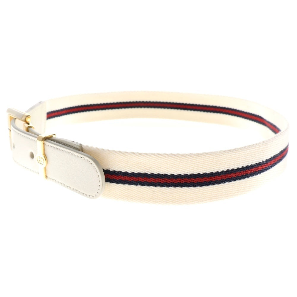 GUCCI(グッチ) GG刻印ベルトストラップ レーヨン ウール レディースベルト ホワイト/レッド/ネイビー 670292