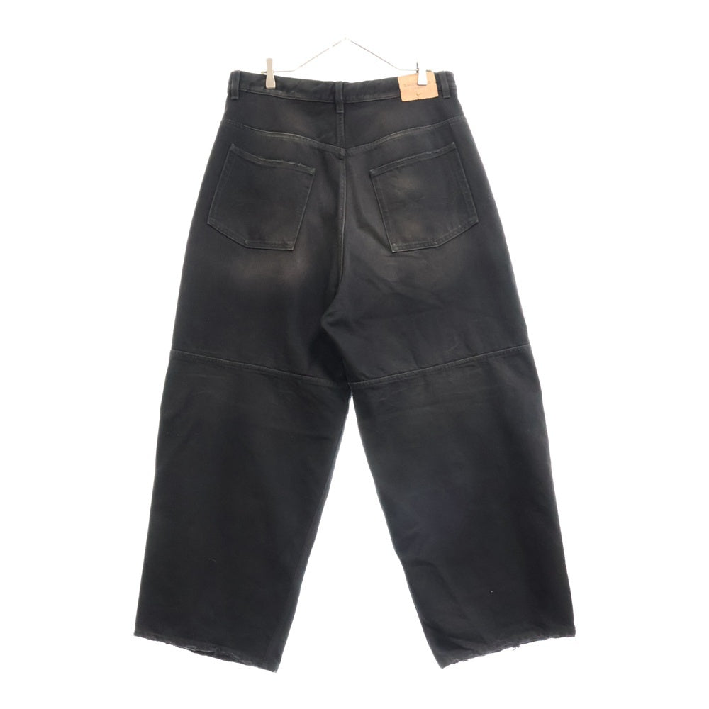 BALENCIAGA(バレンシアガ) 25SS Baggy Denim 総柄ドローコード バギーデニムワイドパンツ ブラック 814161 TQW64
