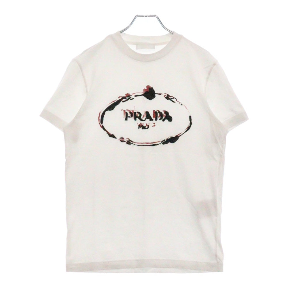PRADA(プラダ) 18SS ロゴエンブロイダリー Tシャツ 半袖カットソー ホワイト UJN555 R182 1TE4