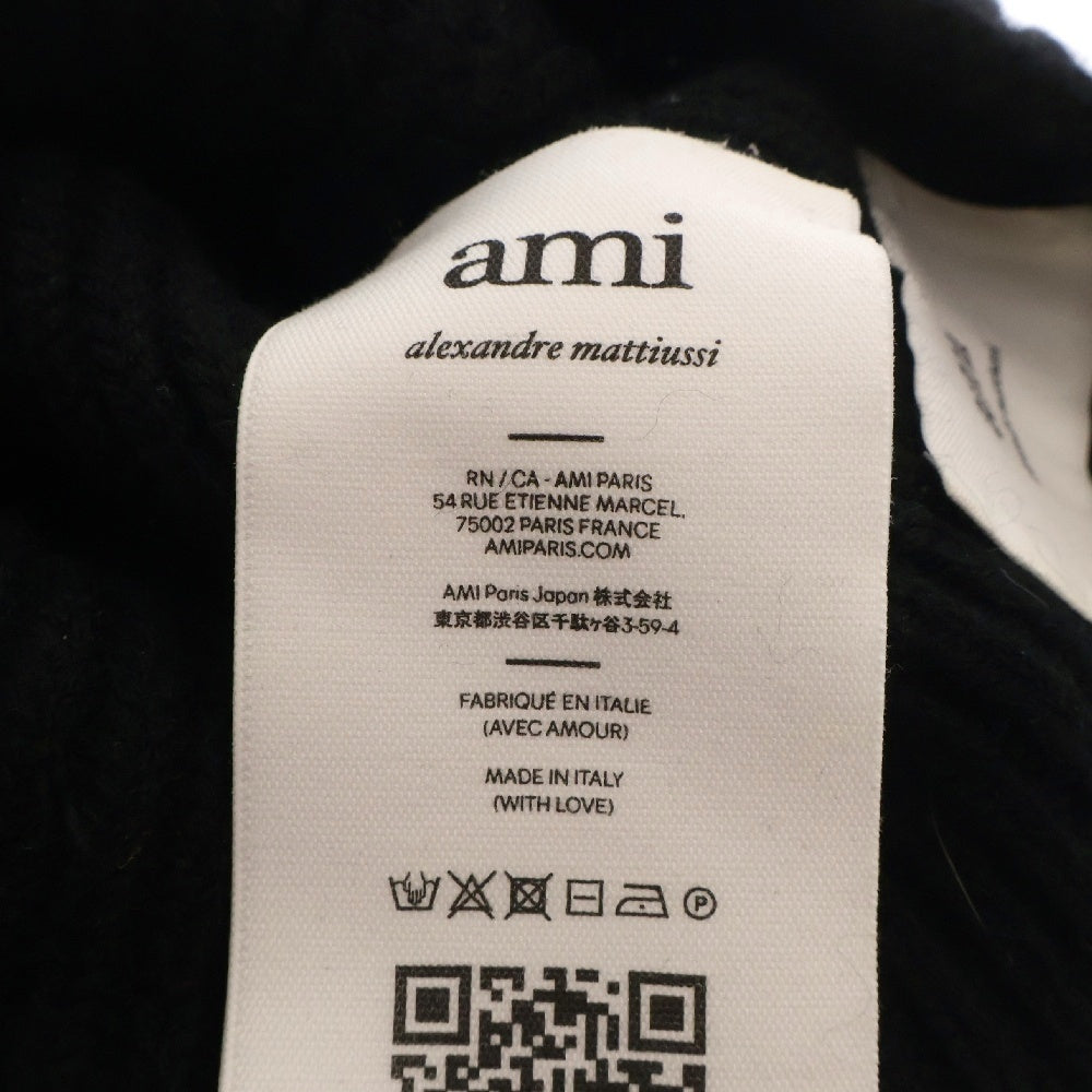 AMI Alexandre Mattiussi(アミアレクサンドルマテュッシ) RED ACD BEANIE 刺繍 ロゴ ニット ビーニー 帽子 ブラック BFUHA106.018