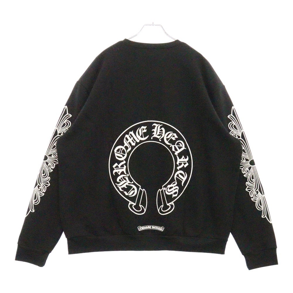 CHROME HEARTS(クロムハーツ) Horseshoe L/S Sweatshirt ホースシュープリント 袖フローラル スウェット ブラック