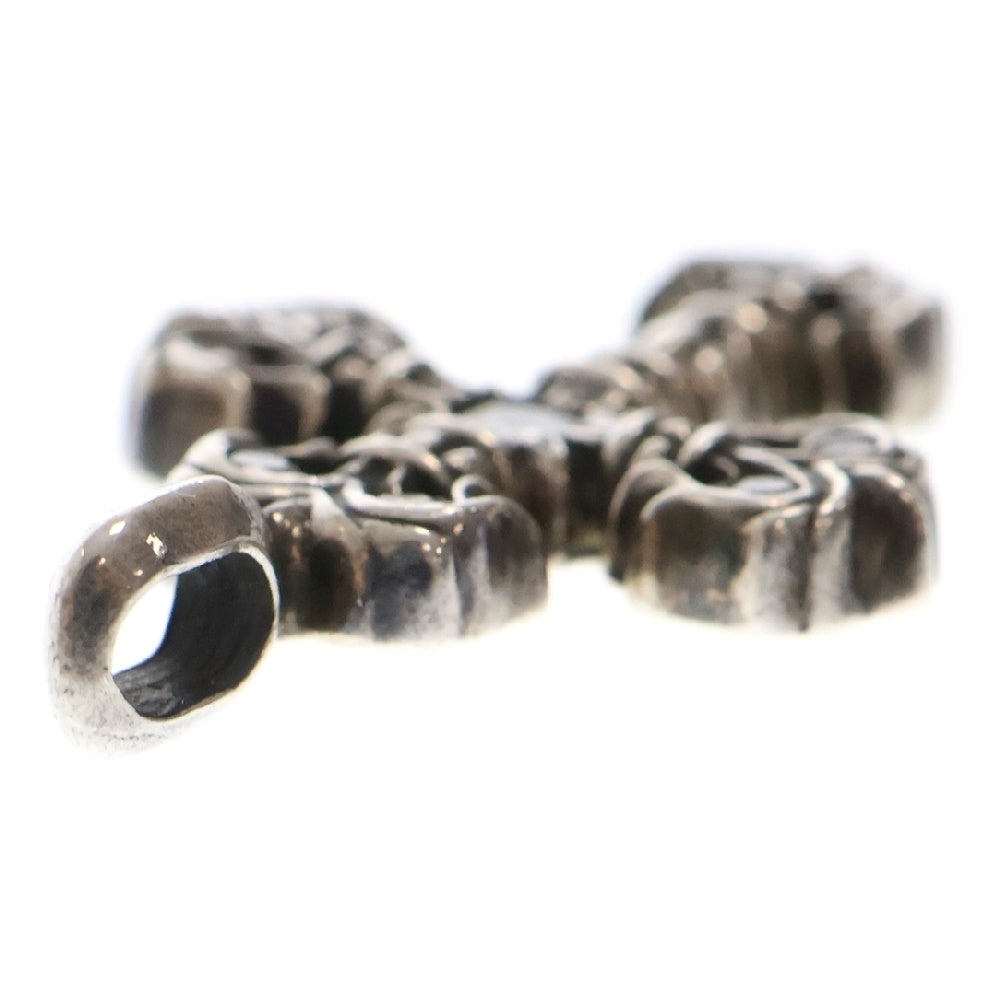 CHROME HEARTS(クロムハーツ) CHARM FILIGREE TINY A/DMND タイニーフィリグリークロス アフターPAVEダイヤ チャーム シルバーネックレストップ