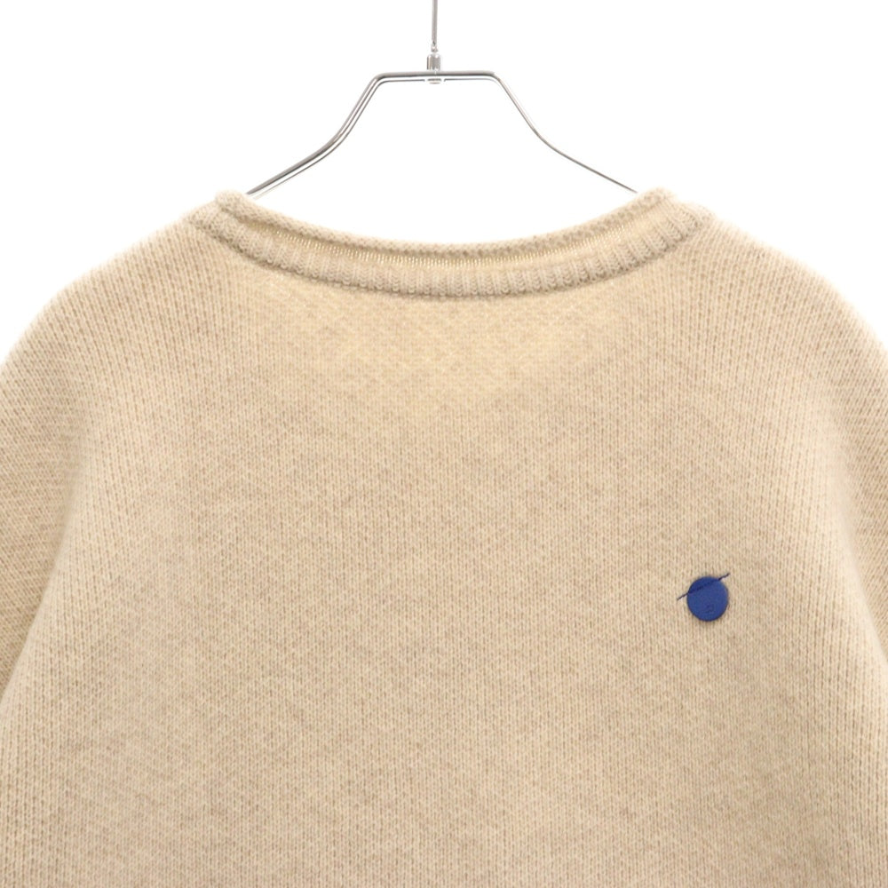 ADER ERROR(アーダーエラー) 22AW Logo Knit ロゴ刺繍 オーバーサイズ クルーネック ニット スウェット ベージュ BLAFWLK15IV2